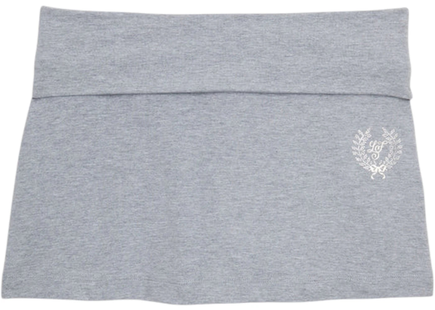 PINK x LoveShackFancy Cotton Foldover Mini Skirt Medium Heather Grey