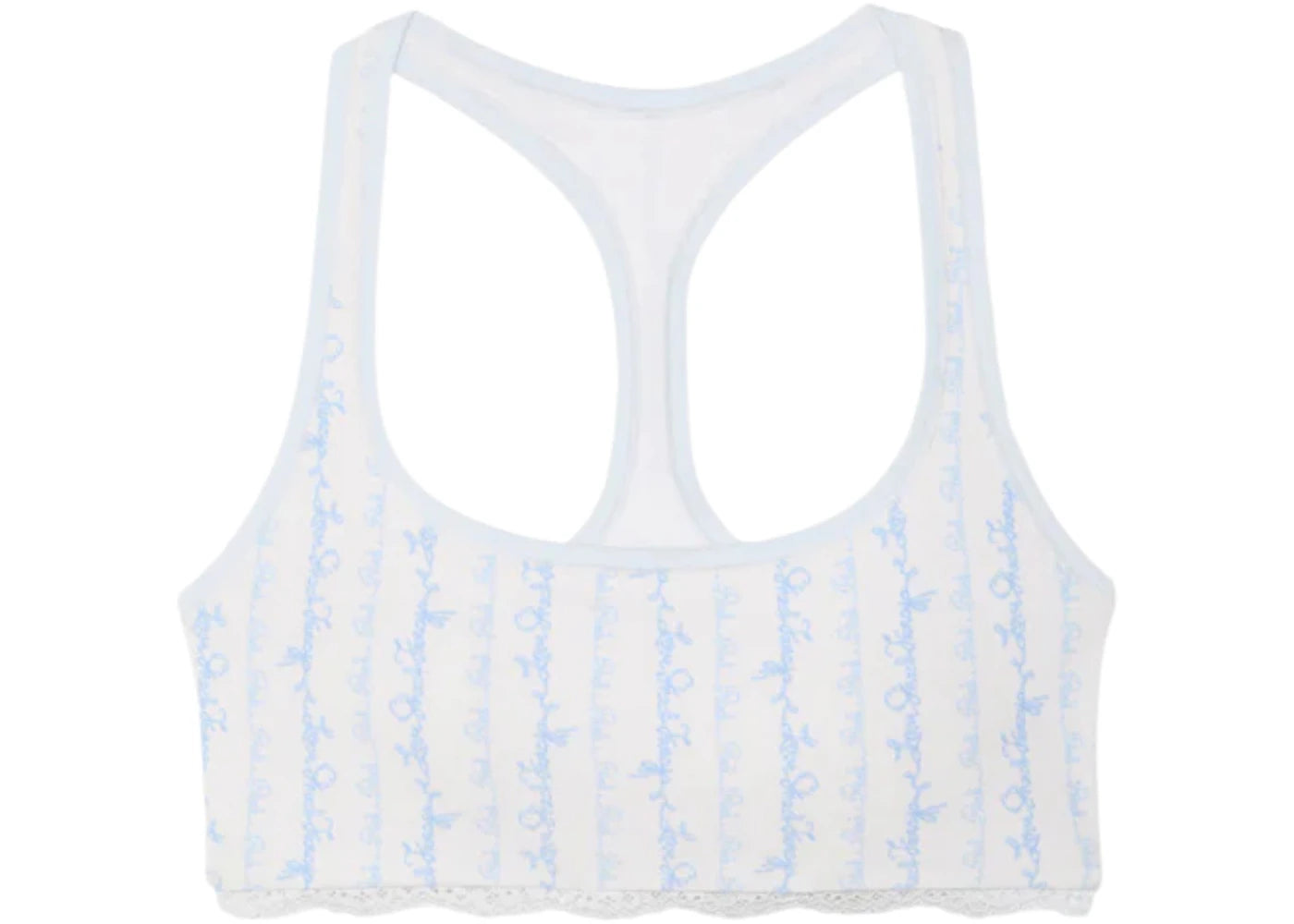 PINK x LoveShackFancy Cotton Racerback Bralette Logo Mania Blue
