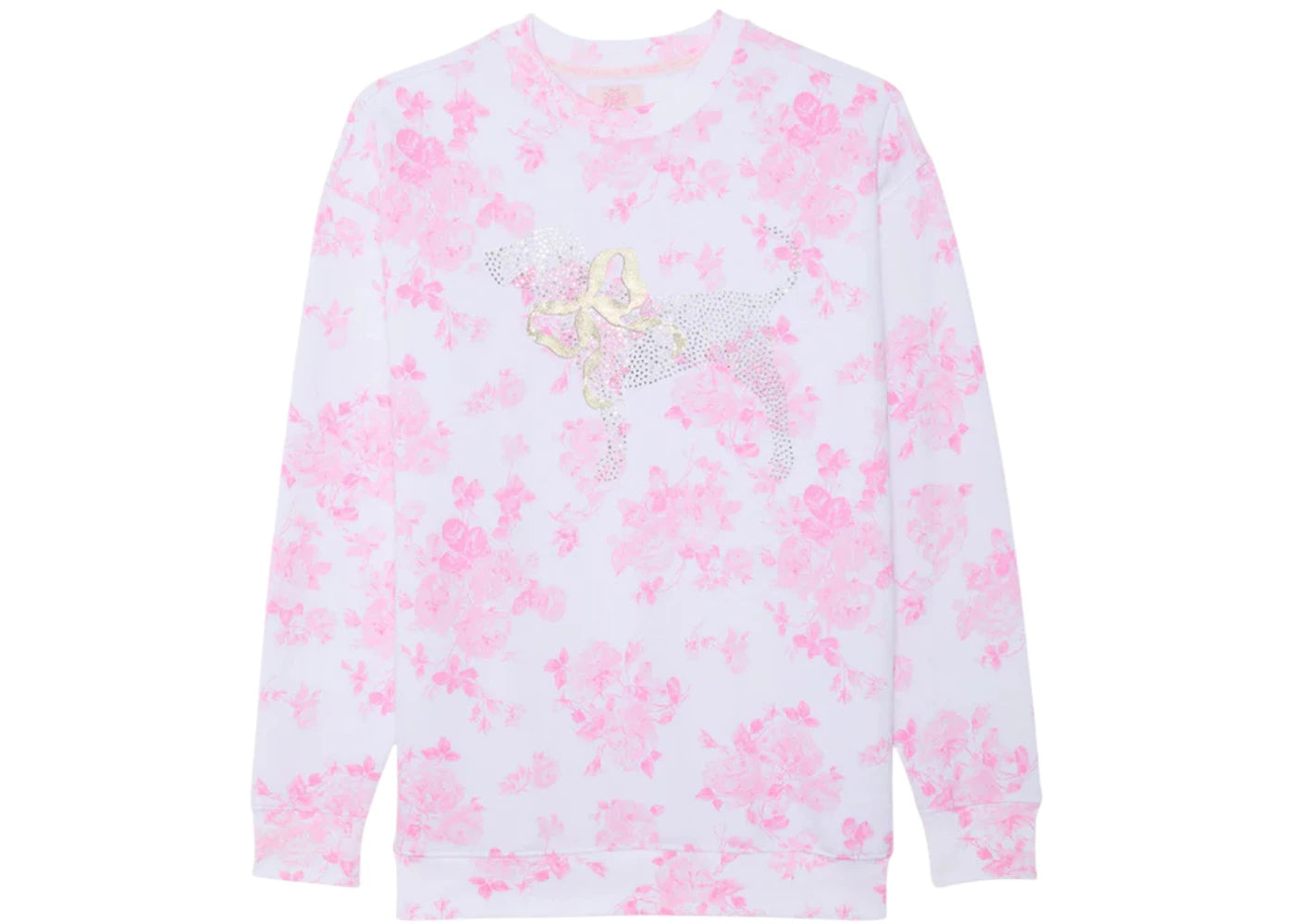 PINK x LoveShackFancy Oversized Crew Sweatshirt Everblooming White