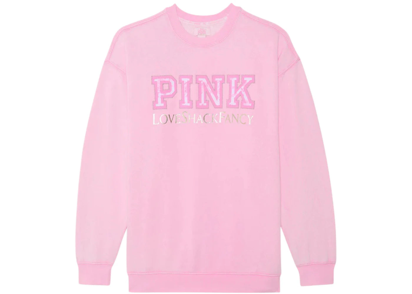 PINK x LoveShackFancy Oversized Crew Sweatshirt Pink Lollipop
