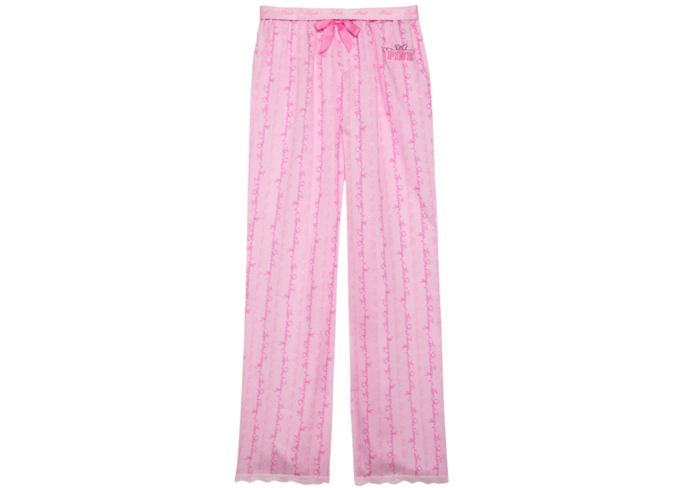 PINK x LoveShackFancy Silky Sleep Pants Logo Mania Pink