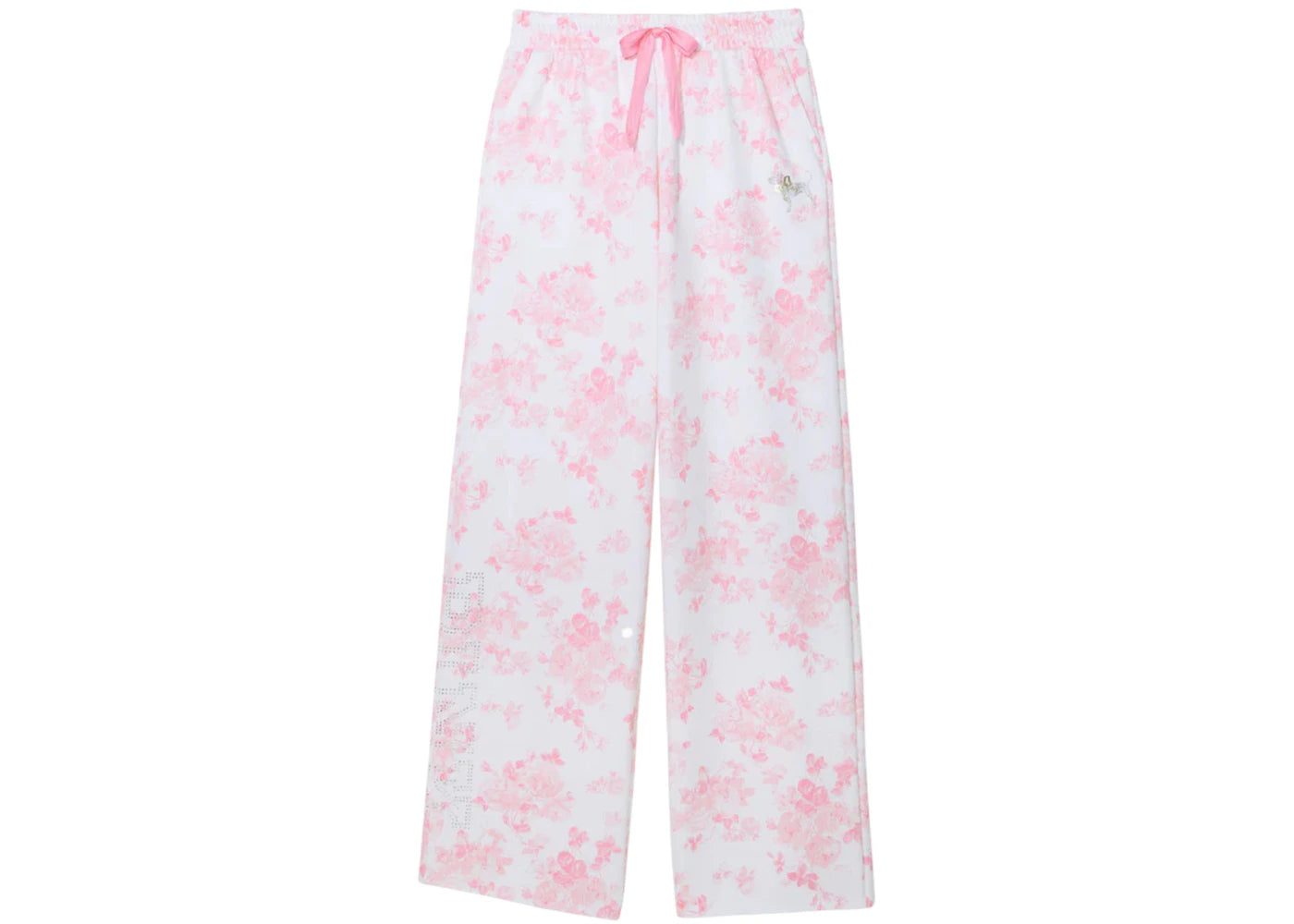 PINK x LoveShackFancy Wide-Leg Sweatpants Everblooming White