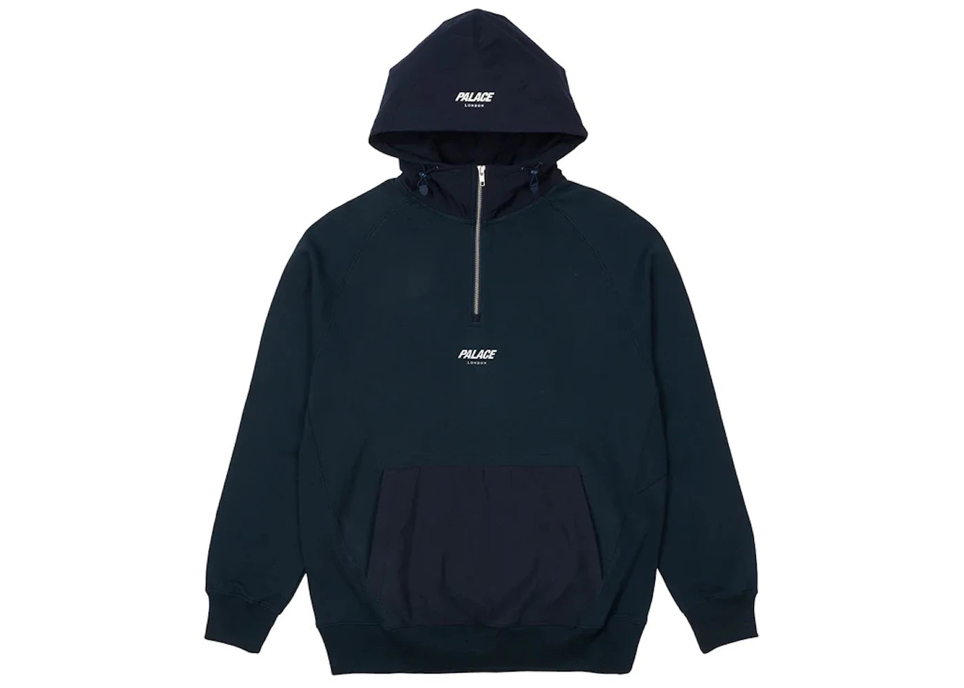 Palace 1/4 Zip Cotton Panel Hood Navy