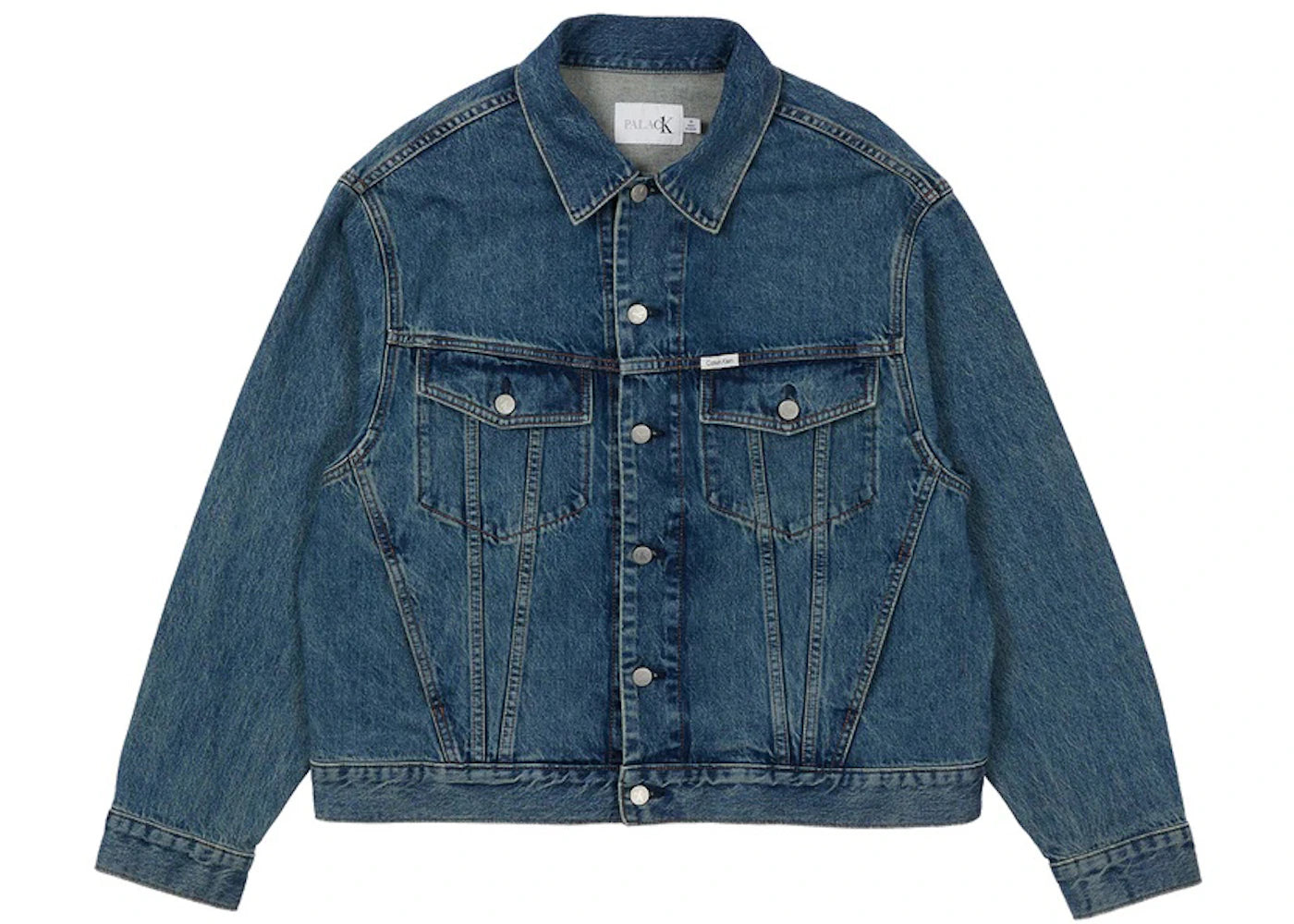 Palace CK1 Relaxed Trucker Denim Jacket Tinted Sandstone Indigo