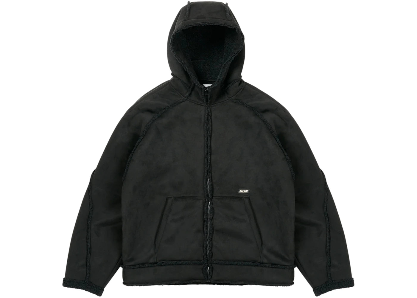 Palace Sherpa Faux Suede Hooded Jacket Black