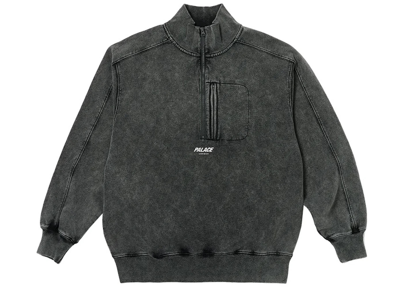 Palace Washed Terry 1/2 Zip Funnel Black