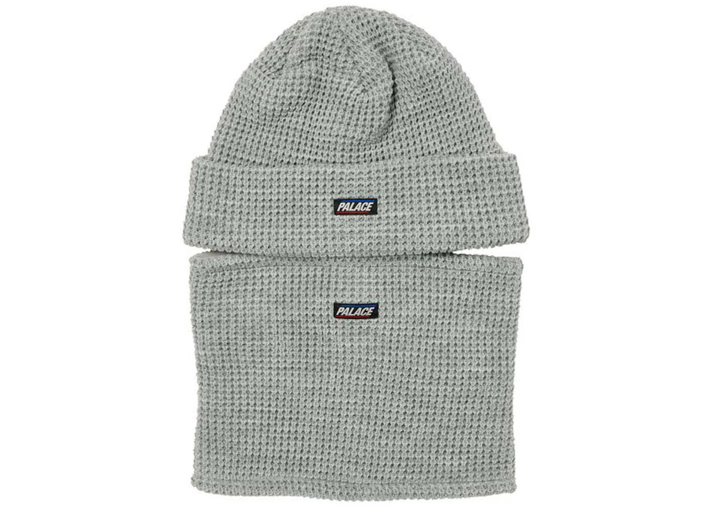 Palace Zip Off Facemask Beanie Grey Marl