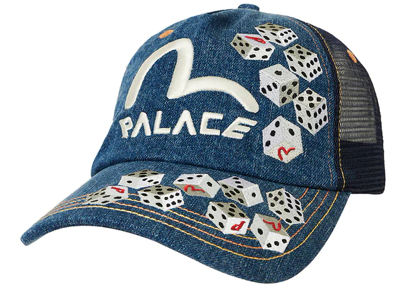 Palace x Evisu Dice Mesh Trucker Light Wash