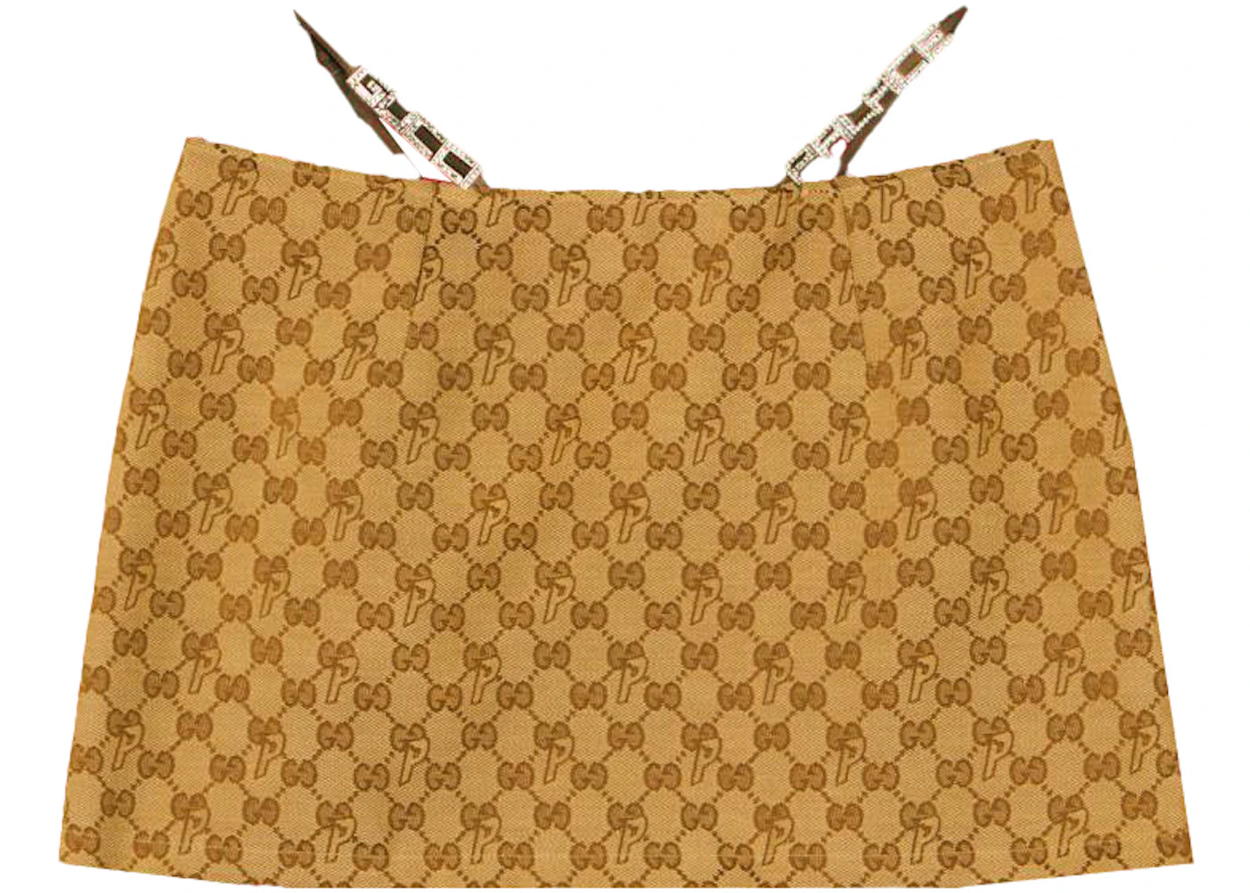 Palace x Gucci GG-P Canvas With Lace And Crystal Mini Skirt Beige