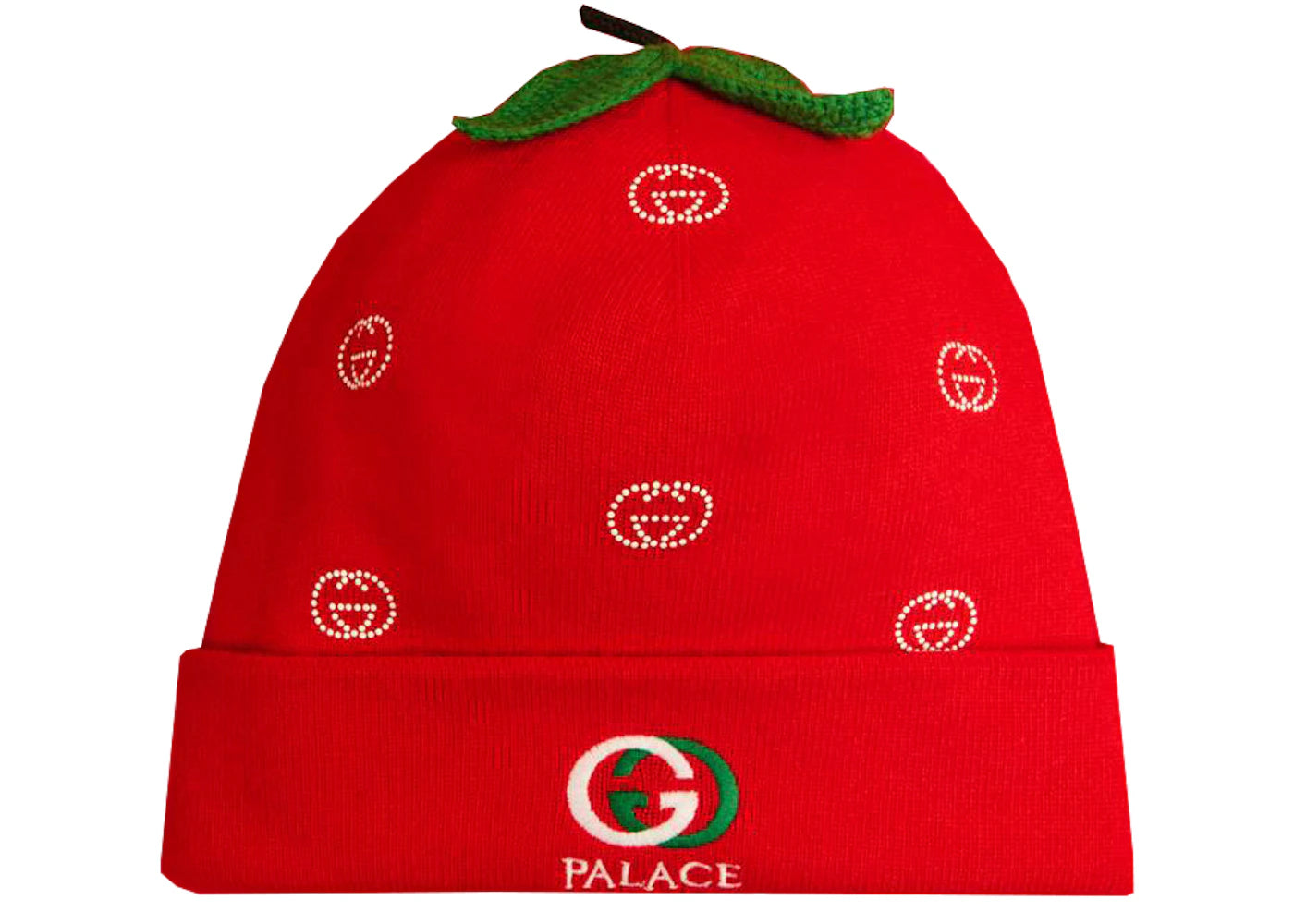 Palace x Gucci Wool Strawberry Studs And Crochet Detail Beanie Red
