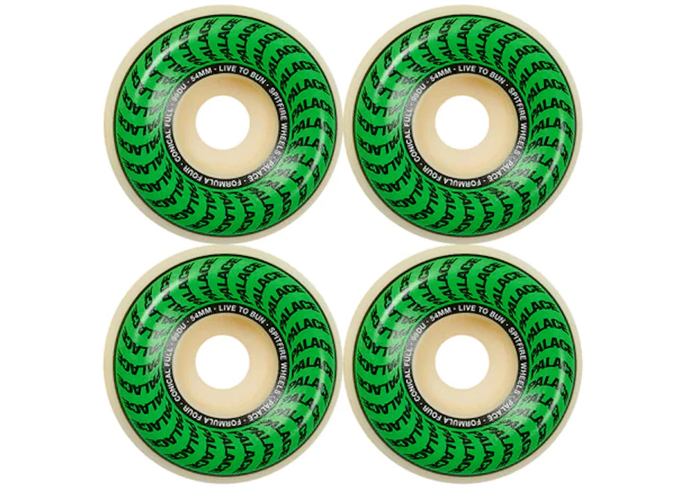 Palace x Spitfire Conical Full Formula Four Natural 54mm Wheels White/Green