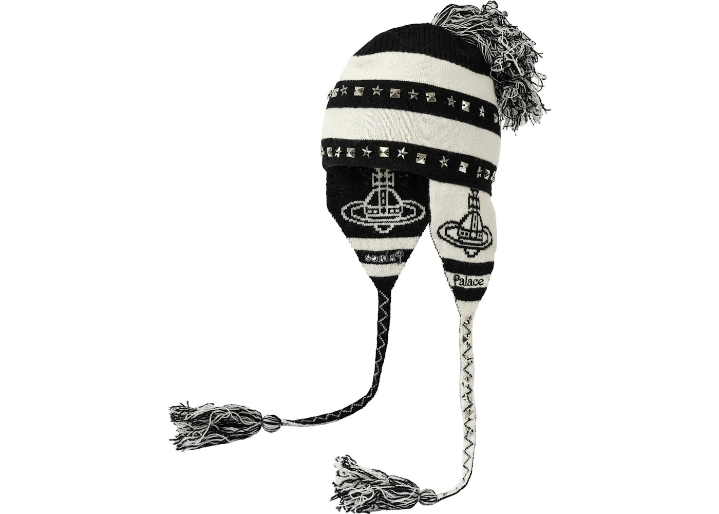 Palace x Vivienne Westwood Orb Knit Earflap Beanie Black/White