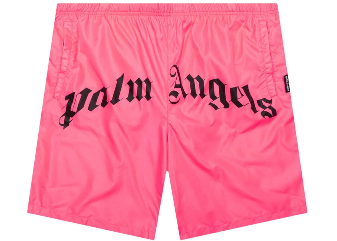 Palm Angels Curved Logo Bold Swim Shorts Pink Black