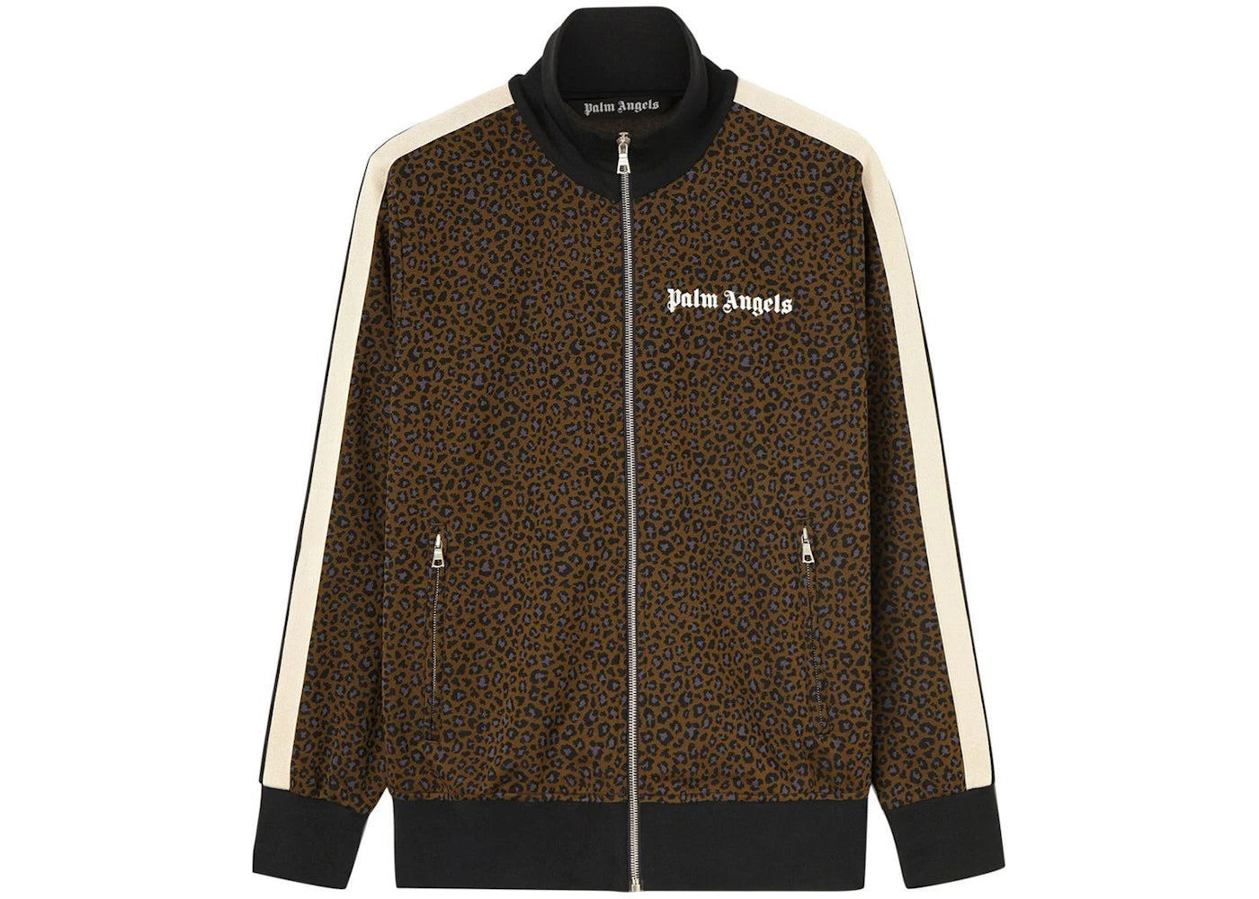Palm Angels Leopard Track Jacket Military/Black/White
