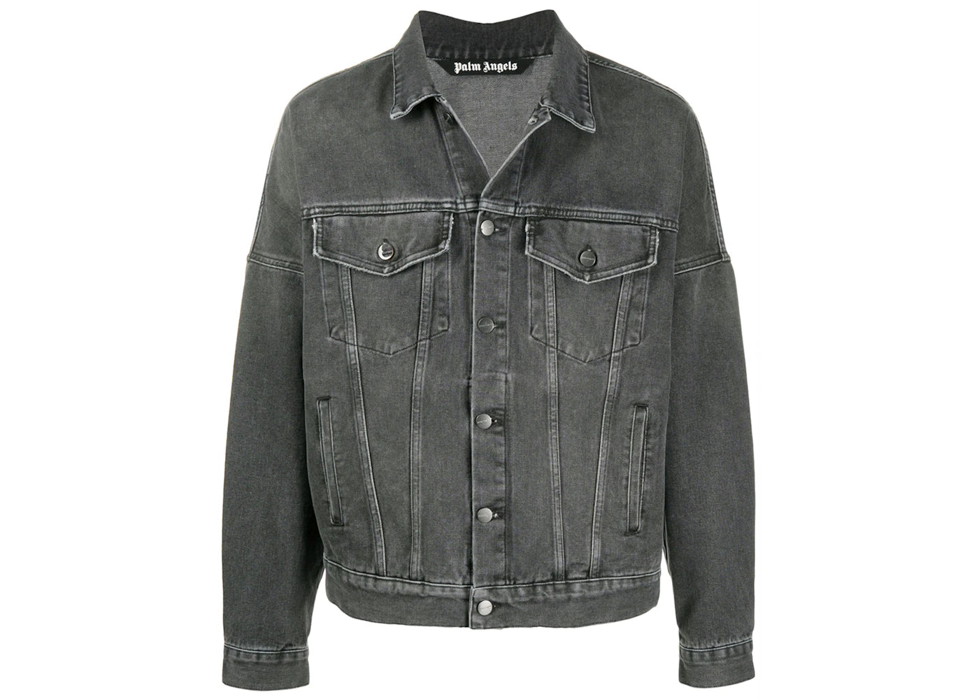 Palm Angels Logo Over Denim Jacket Black/White