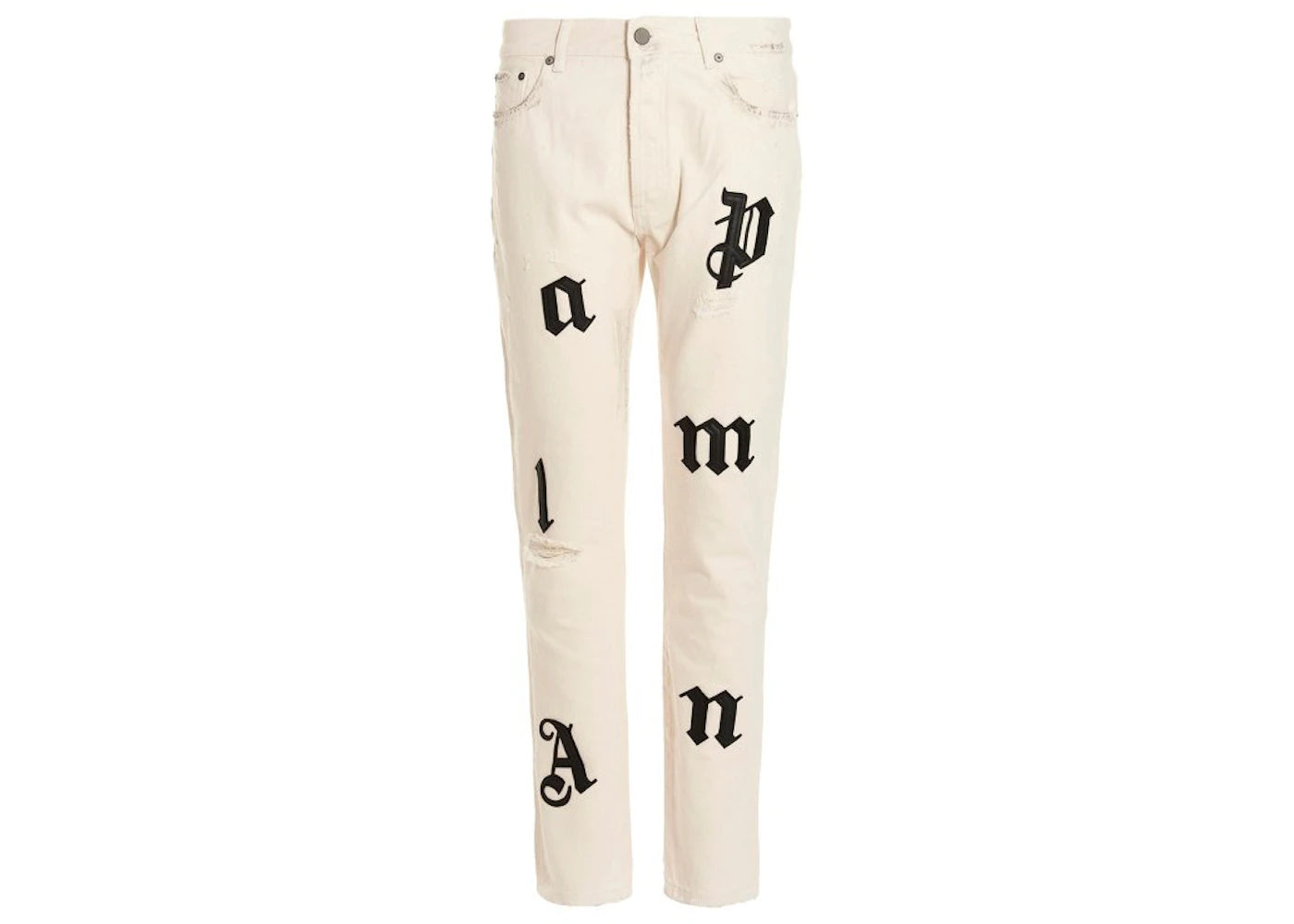 Palm Angels Logo Patch 5 Pocket Jeans Off White/Black
