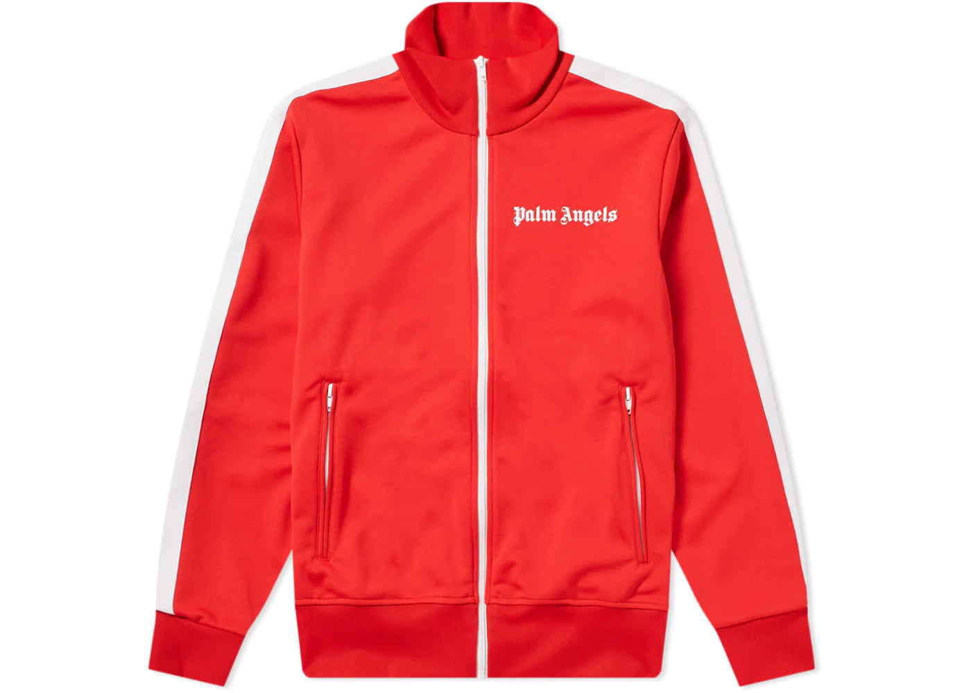 Palm Angels Logo Print Zip Up Track Jacket Red