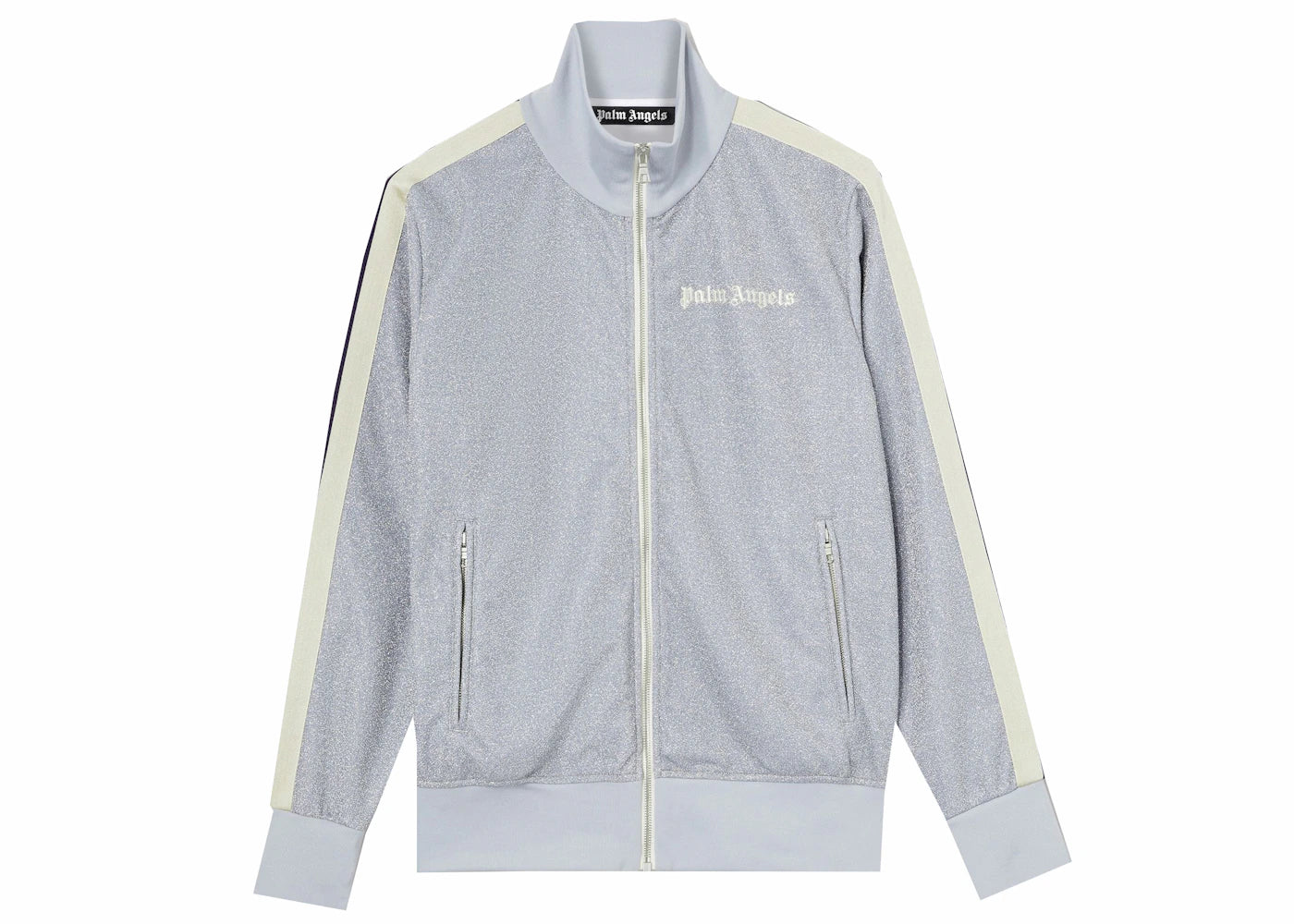Palm Angels Lurex Track Jacket Silver/Off-White