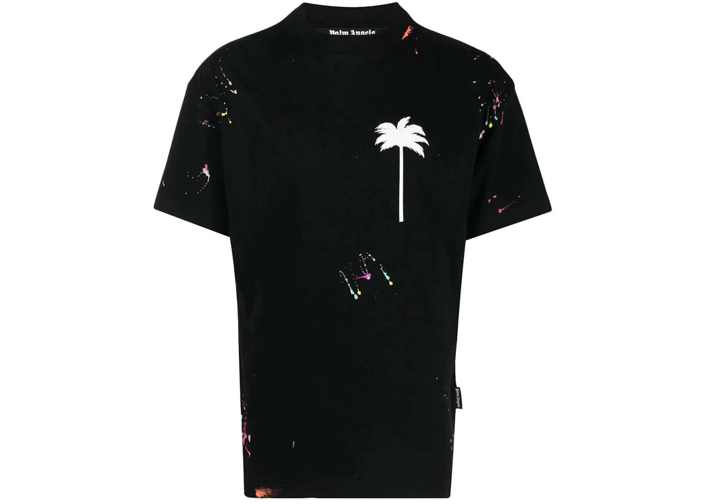 Palm Angels Paint Splatter Logo-Print T-shirt Black