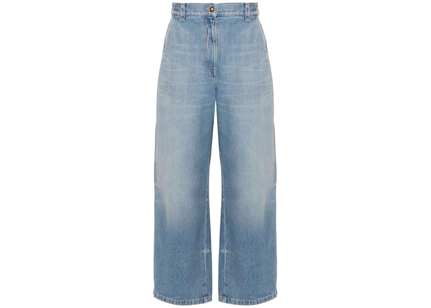 Palm Angels Washed Logo Wide Denim Jeans Blue