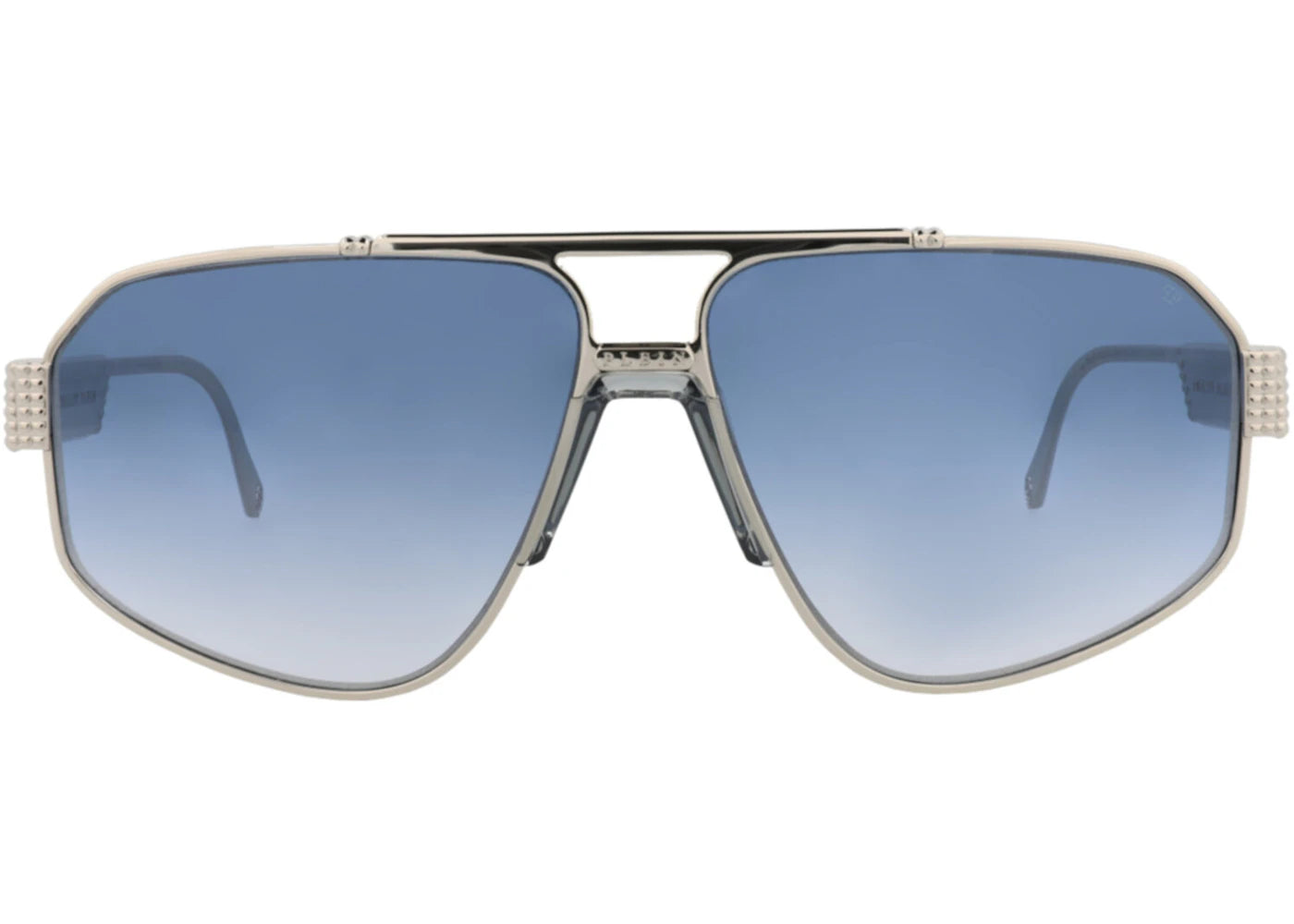 Philipp Plein Aviator-Frame Titanium Sunglasses Palladium Palladium Blue (SPP106M-63-0579)