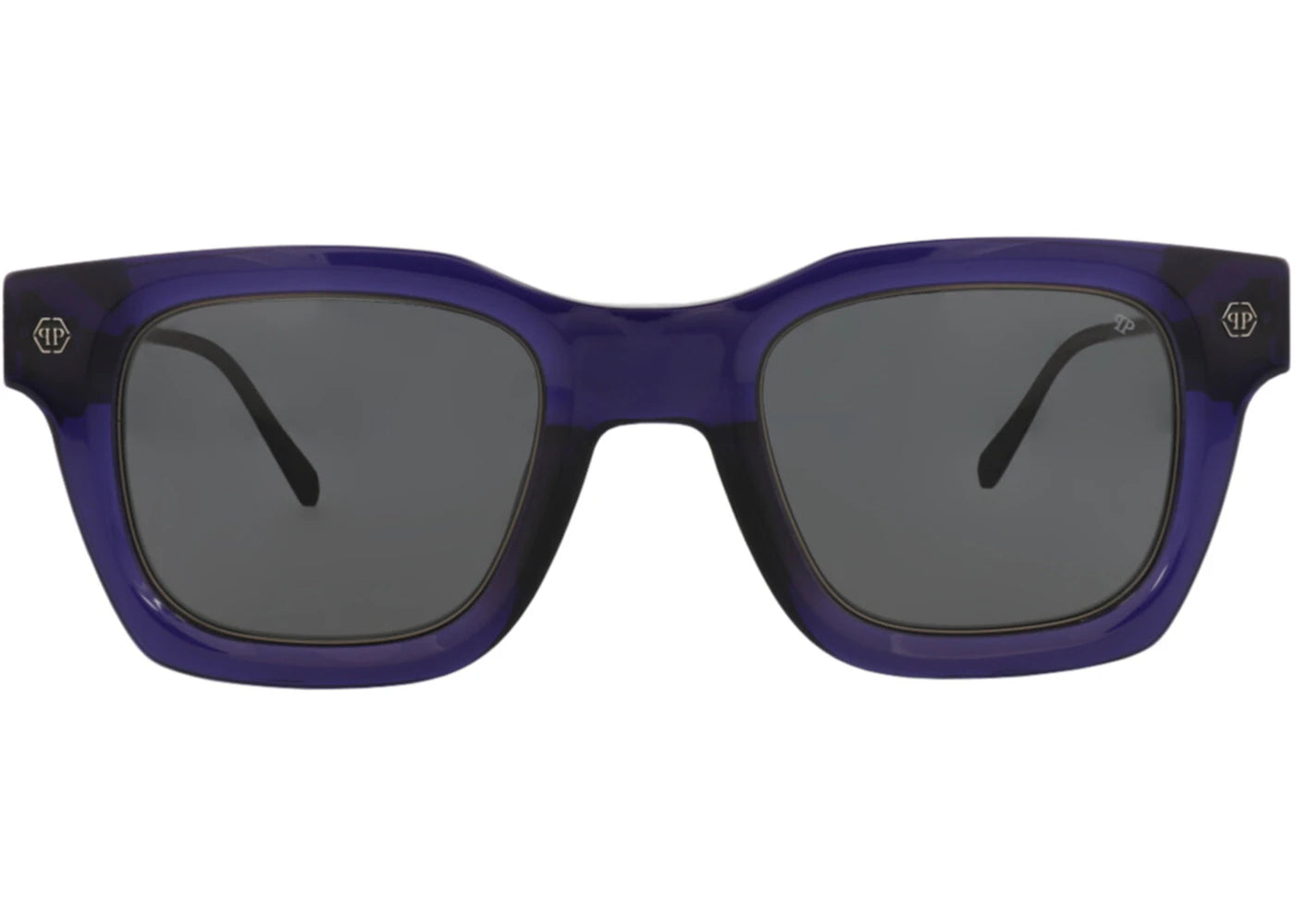 Philipp Plein Square-Frame Acetate Sunglasses Blue Black Smoke (SPP105M-50-0T31)