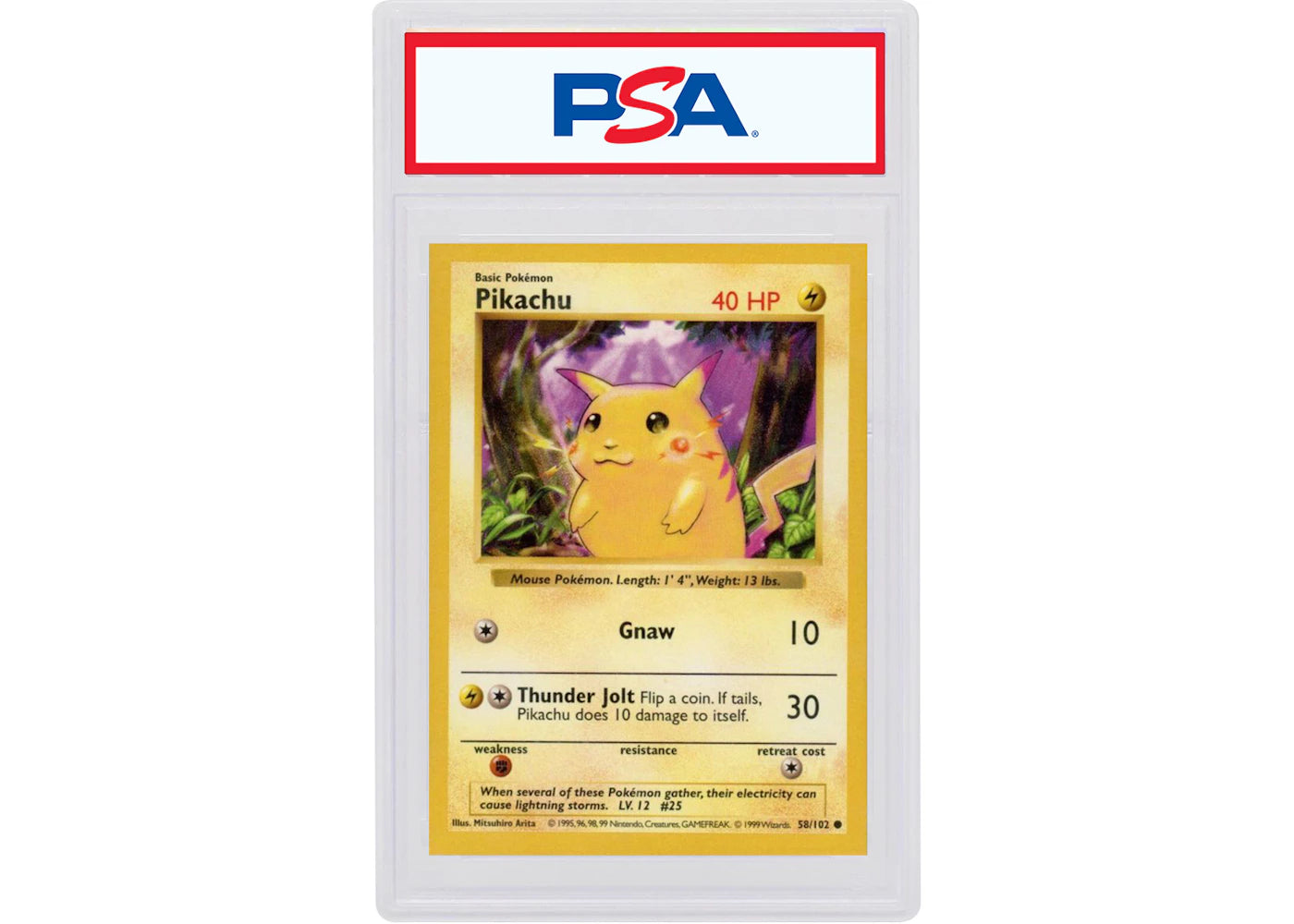 Pikachu (Red Cheeks) 1999 Pokémon Base Set Shadowless #58/102 (PSA or BGS Graded)