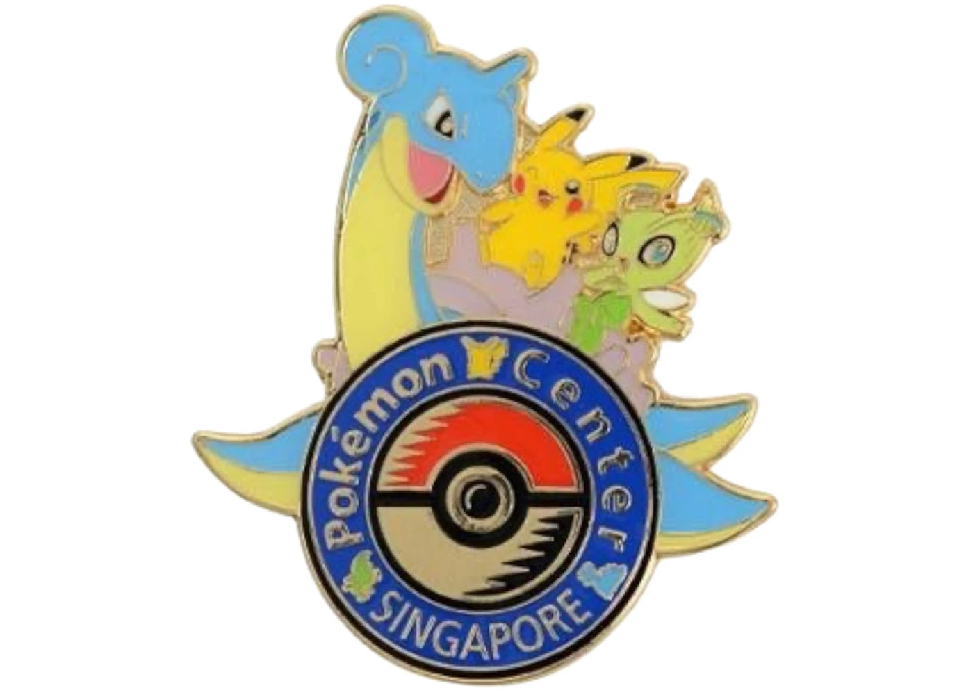 Pokemon Center Singapore 2019 Pikachu Lapras & Celebi (Singapore Exclusive) Pin