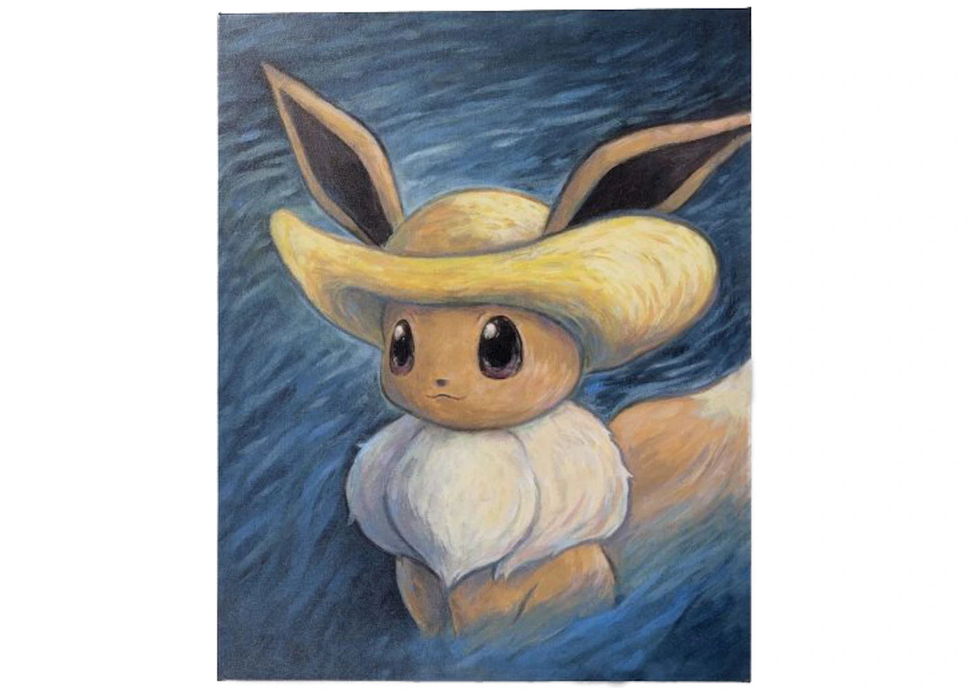 Pokemon Center x Van Gogh Museum: Eevee Inspired by Self-Portrait with Straw Hat Canvas Wall Art