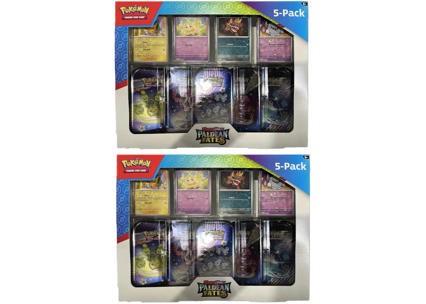 Pokémon Paldean Fates Costco 5 Mini Tin Bundle 2x Lot (Tin Art Mary Vary)