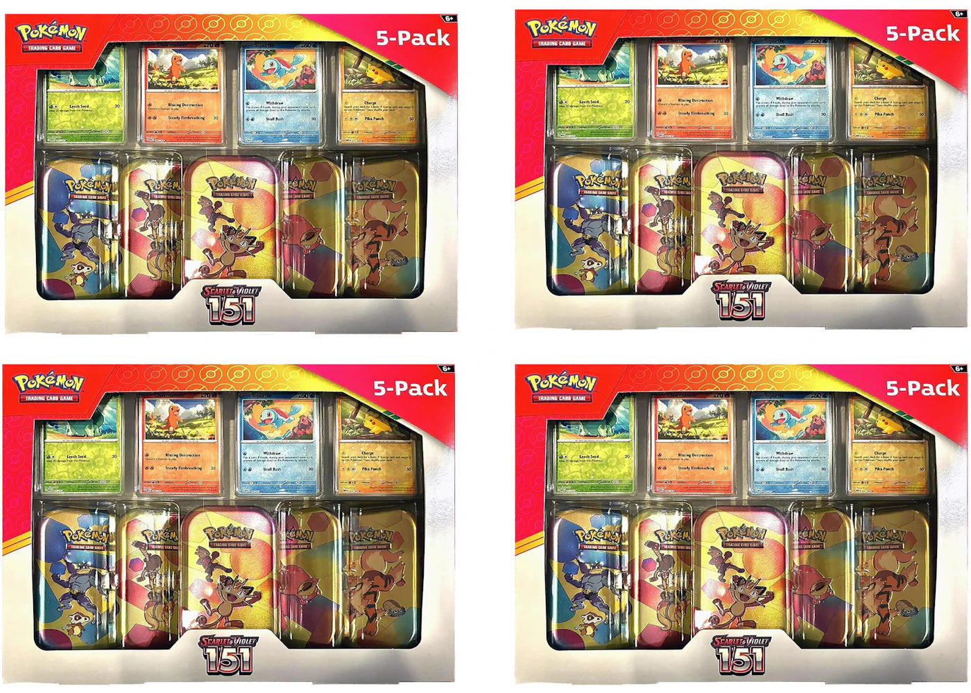 Pokémon Scarlet & Violet 151 Costco 5 Mini Tin Bundle 4x Lot (Tin Art Mary Vary)