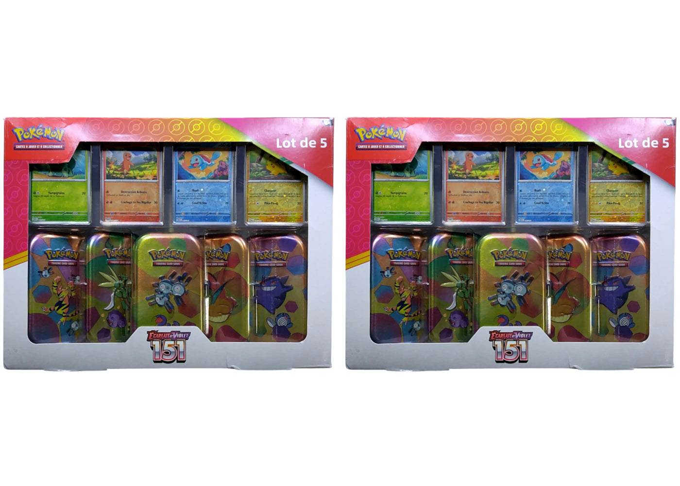 Pokémon Scarlet & Violet 151 (French) 5 Mini Tin Bundle 2x Lot (Tin Art Mary Vary)