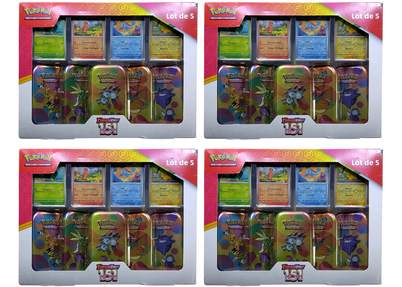 Pokémon Scarlet & Violet 151 (French) 5 Mini Tin Bundle 4x Lot (Tin Art Mary Vary)