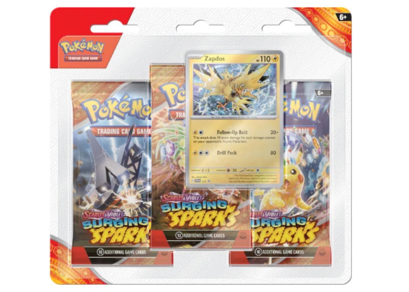 Pokèmon Scarlet & Violet Surging Sparks Zapdos Promo 3 Booster Blister Pack