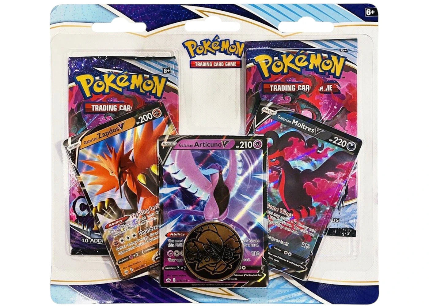 Pokémon Sword & Shield Chilling Reign Center Apology (Galarian Zapdos V, Articuno V, Moltres V) Blister 2 Pack