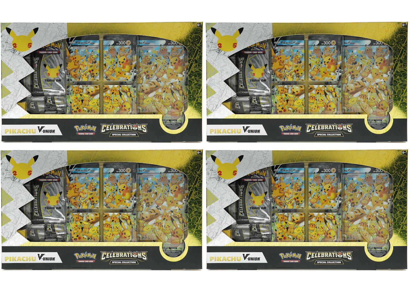 Pokémon TCG 25th Anniversary Celebrations Pikachu V Union Special Collection Box 4x Lot