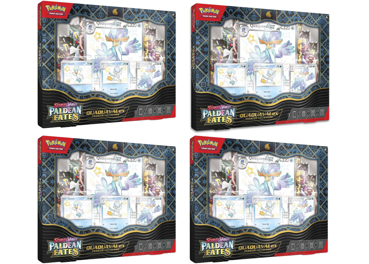 Pokémon TCG Scarlet & Violet Paldean Fates Quaquaval ex Premium Collection 4x Lot