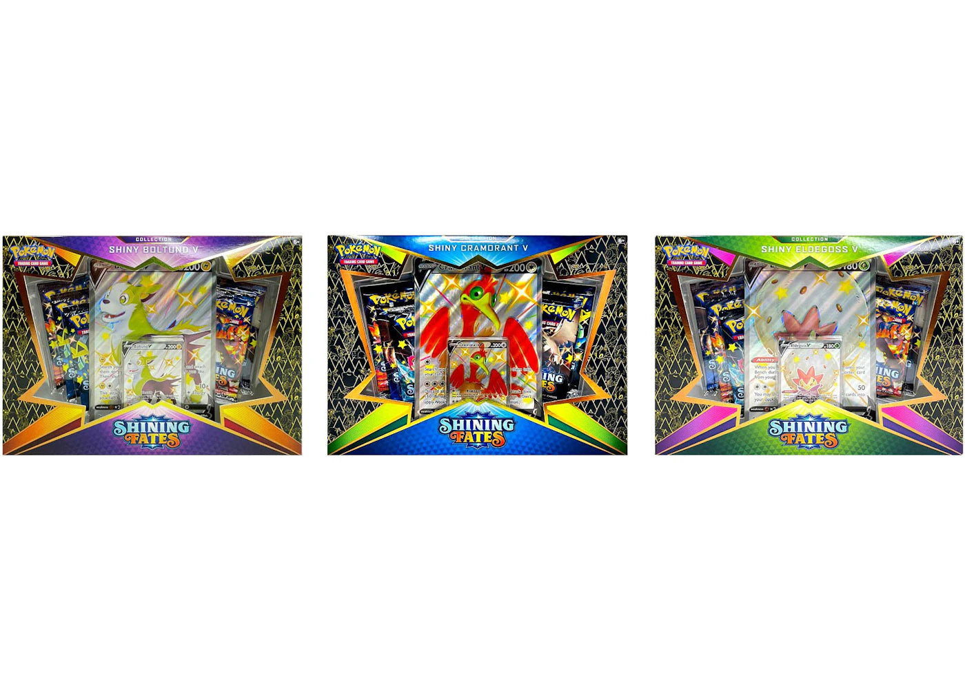 Pokemon TCG Shining Fates Shiny Eldegoss V/Shiny Boltund V/Shiny Cramorant V 3X Box Lot