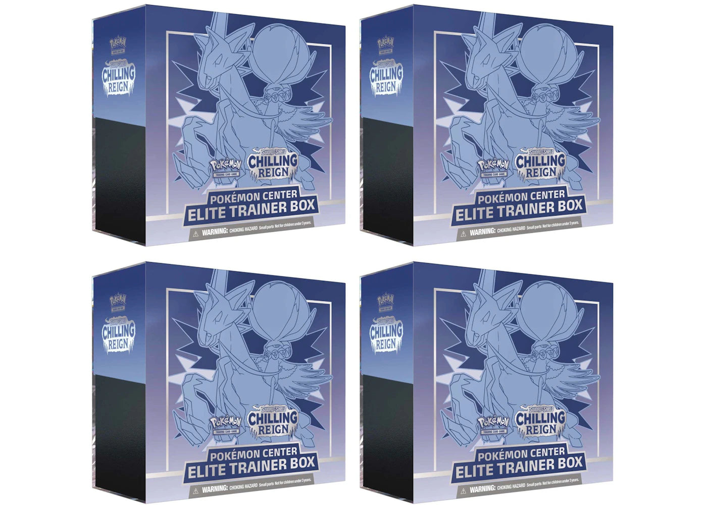 Pokémon TCG Sword & Shield Chilling Reign (Pokémon Center Exclusive) Elite Trainer Box (Ice Rider Calyrex) 4x Lot