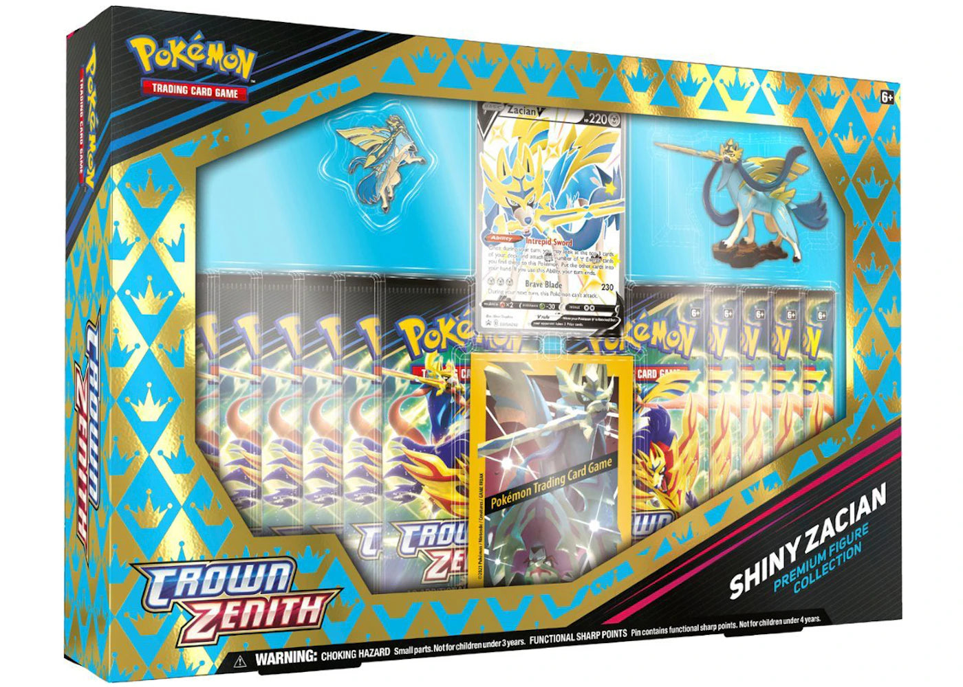 Pokémon TCG Sword & Shield Crown Zenith Shiny Zacian Premium Figure Collection Box
