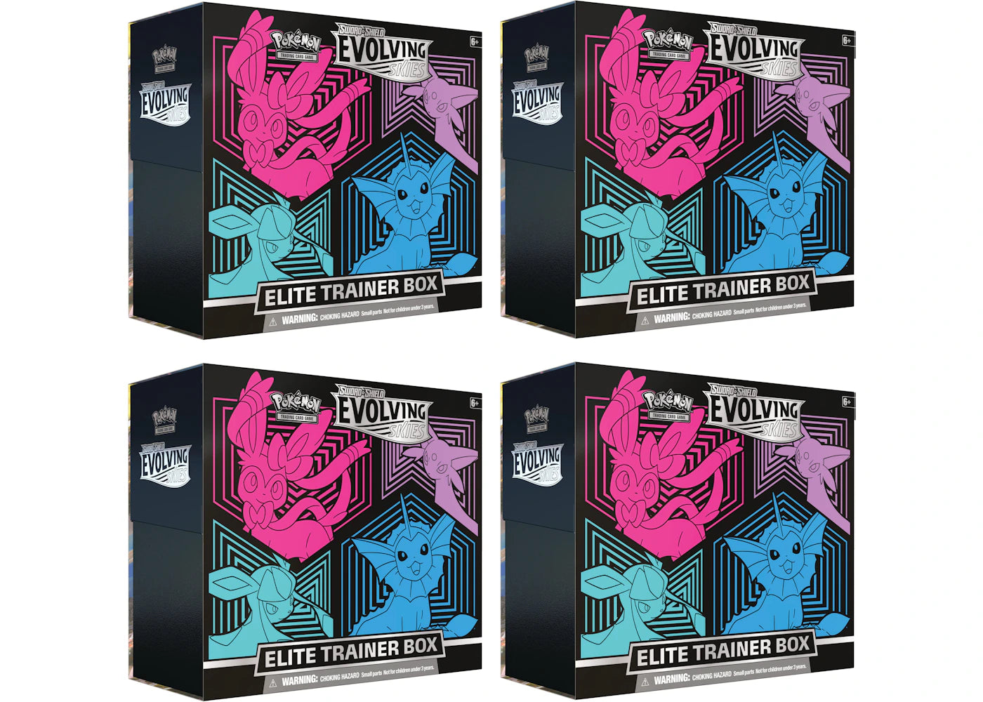 Pokémon TCG Sword & Shield Evolving Skies Elite Trainer Box (Glaceon/Vaporeon/Sylveon/Espeon) 4x Lot