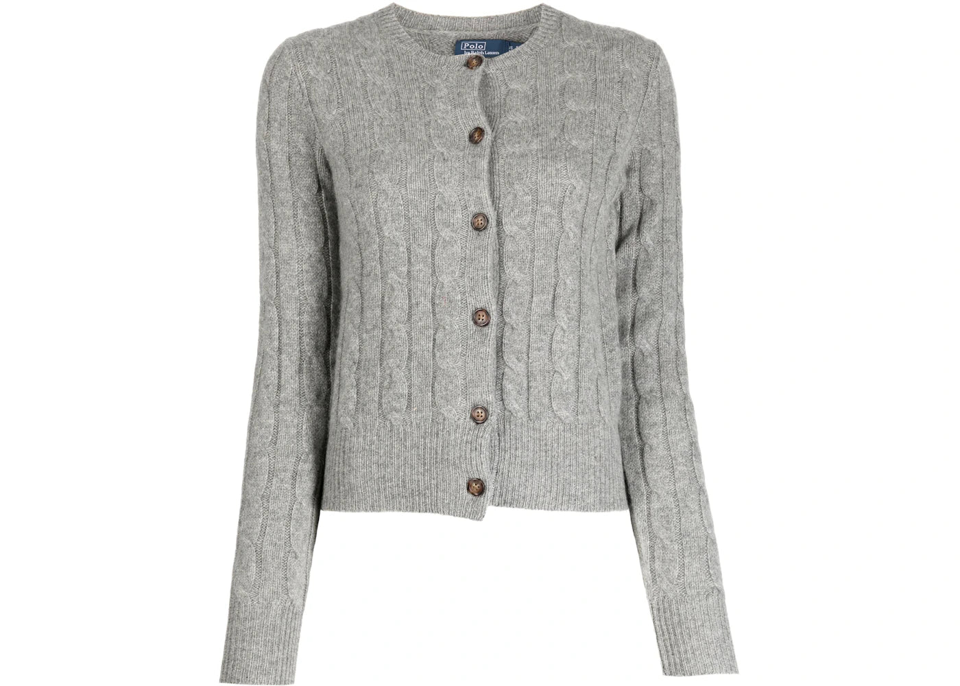 Polo Ralph Lauren Cable Knit Cashmere Classic Long Sleeve Cardigan Battalion Grey Heather