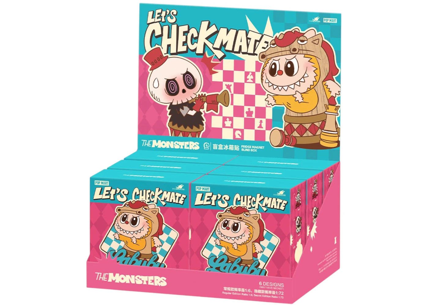 Pop Mart Labubu The Monsters Let's Checkmate Series Fridge Magnet Sealed Case (6 Blind Box)