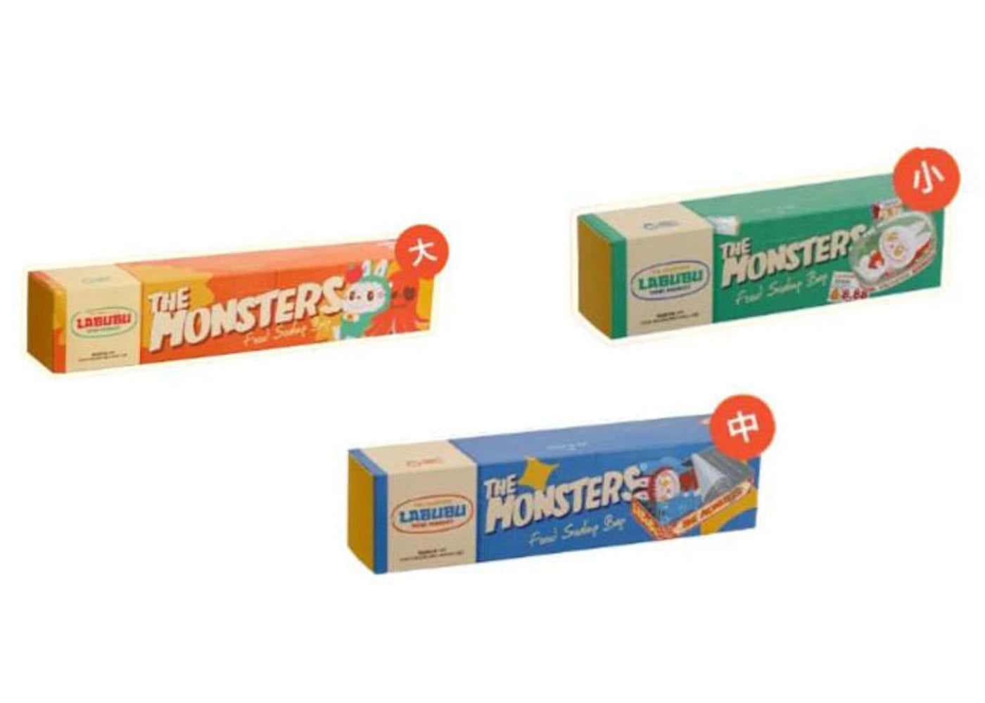 Pop Mart Labubu The Monsters Wacky Mart Series Food Sealing Bag Set of 3 (Small, Medium & Large)