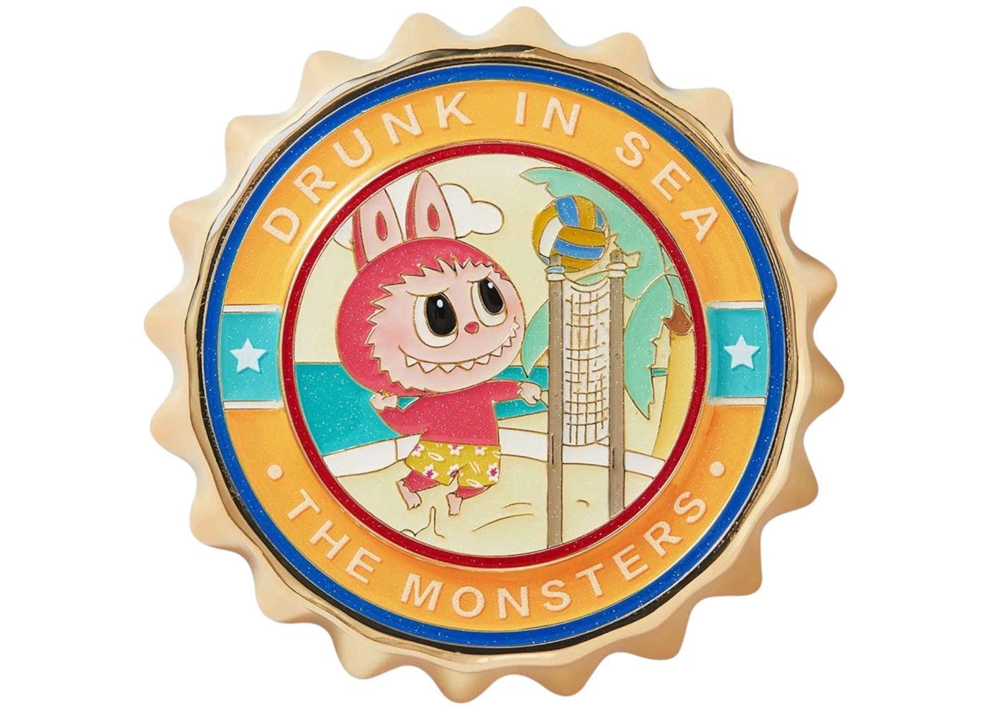 Pop Mart The Monsters Labubu Enchanted by the Seaside Series Beach Volleyball Fridge Magnet