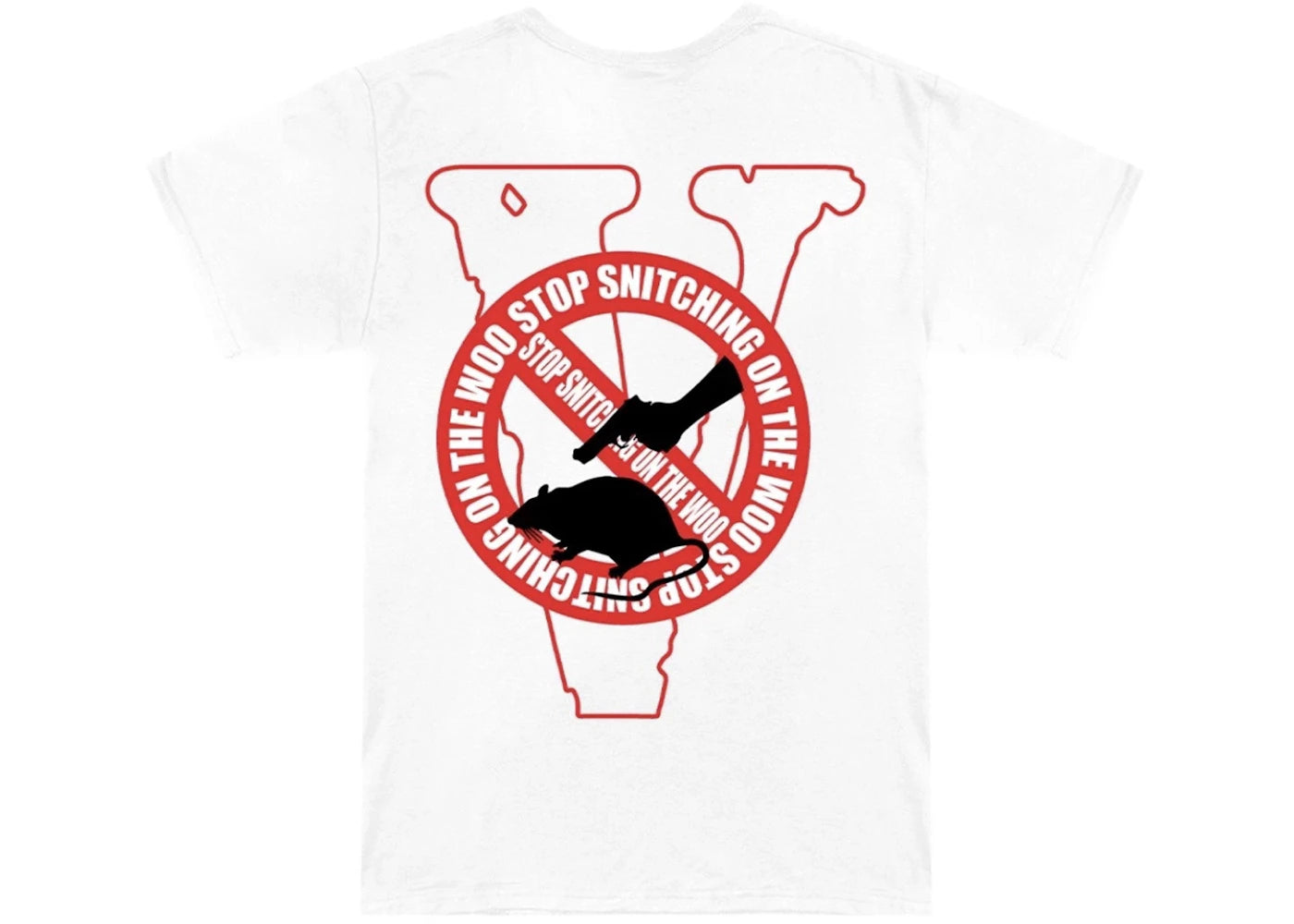 Pop Smoke x Vlone Stop Snitching T-Shirt White/Red