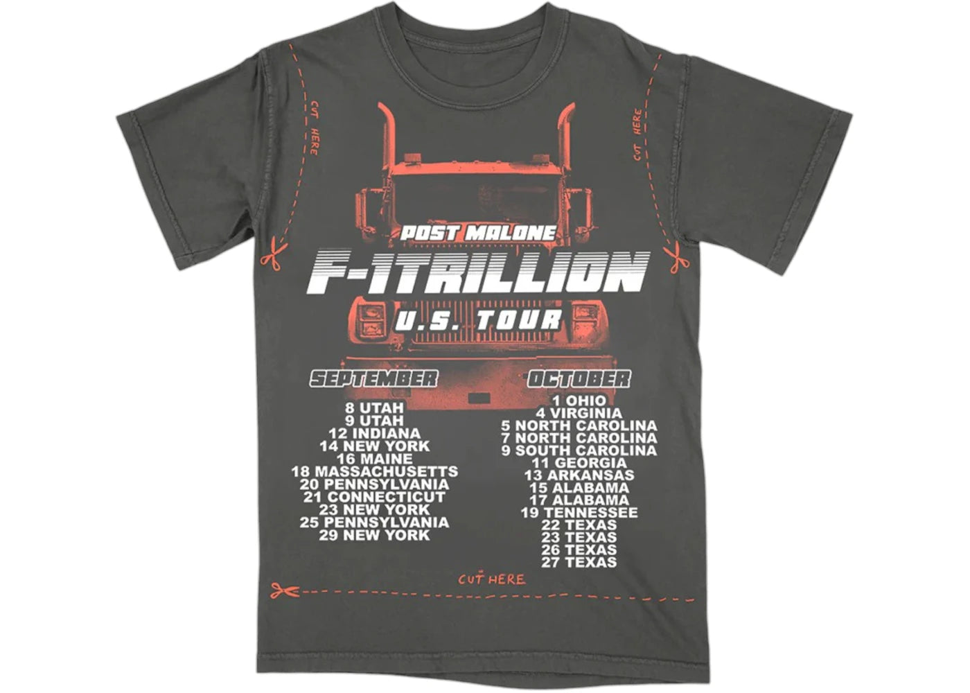 Post Malone F-1 Trillion Diy Cut Out Tee Charcoal