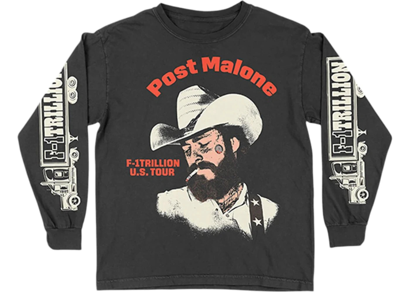 Post Malone F-1 Trillion No Dates Tour L/S T-shirt Charcoal