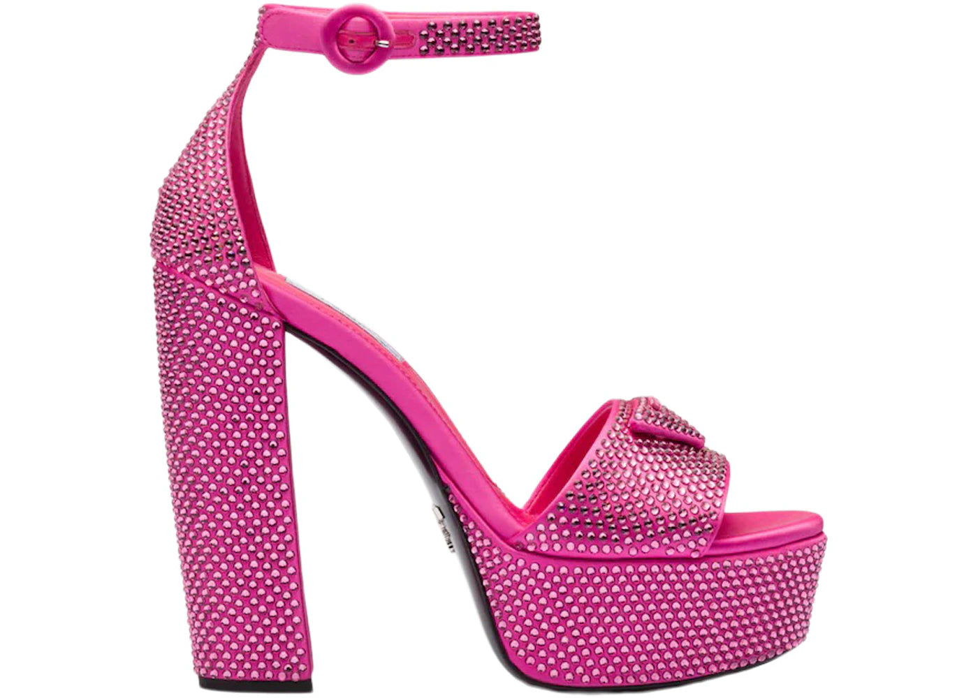 Prada 135mm Crystal Platform Sandals Begonia Pink Satin