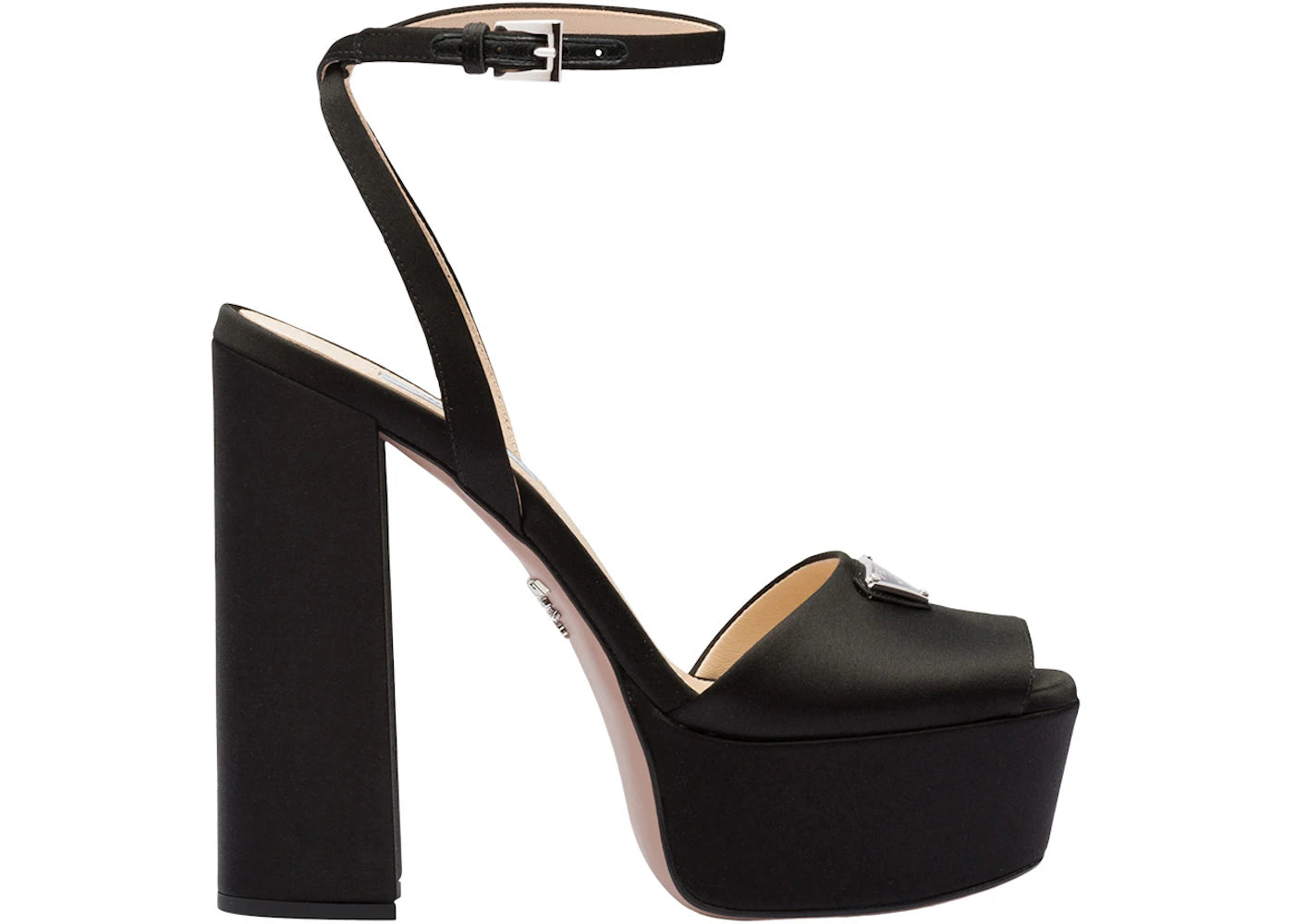 Prada 135mm Platform Sandals Black Satin
